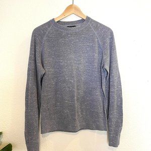 Theory Sanders Glider Long Sleeve Pullover Crew Neck Sweater Heathered Gray